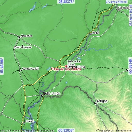 Topographic map of Paso de los Libres