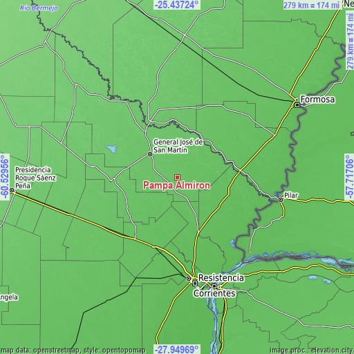 Topographic map of Pampa Almirón