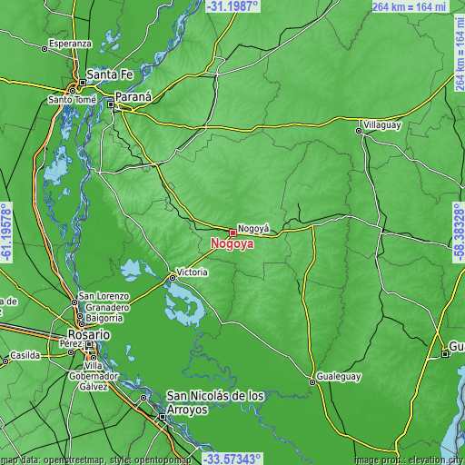 Topographic map of Nogoyá