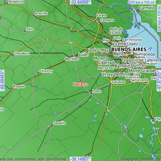 Topographic map of Navarro