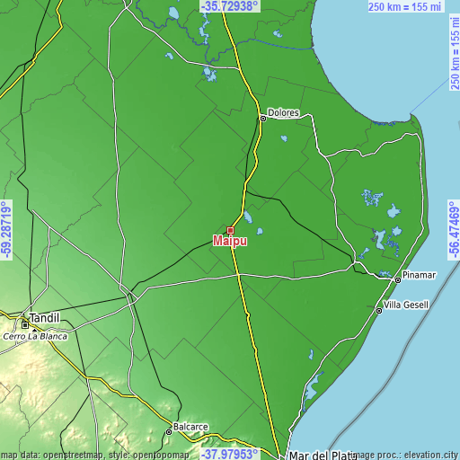 Topographic map of Maipú