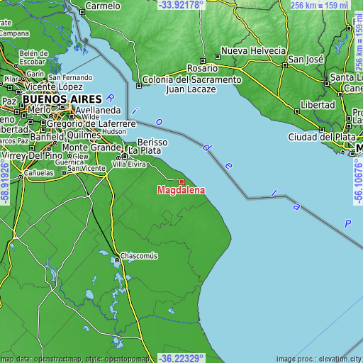 Topographic map of Magdalena