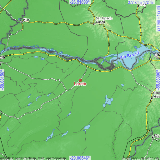 Topographic map of Loreto