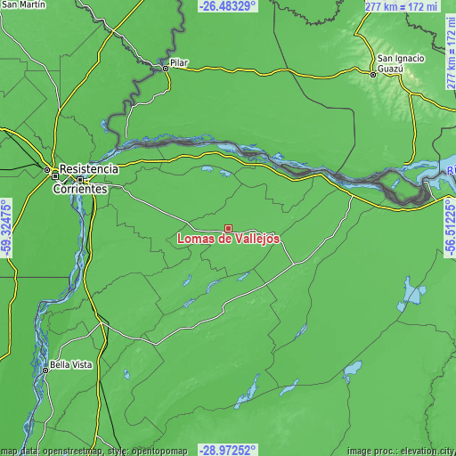Topographic map of Lomas de Vallejos