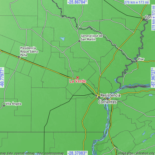 Topographic map of La Verde