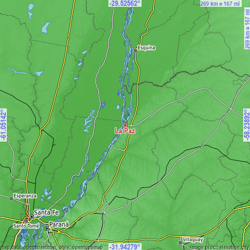 Topographic map of La Paz