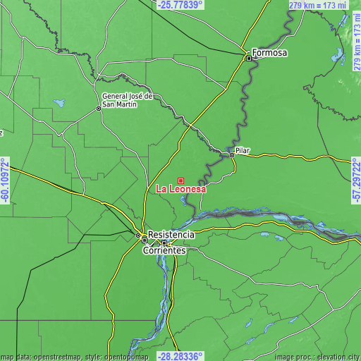 Topographic map of La Leonesa