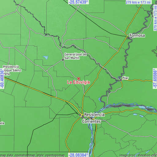 Topographic map of La Eduvigis