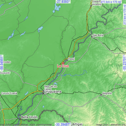 Topographic map of La Cruz