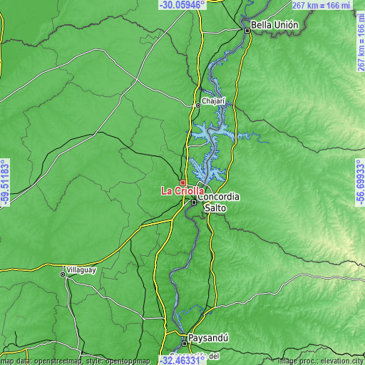 Topographic map of La Criolla