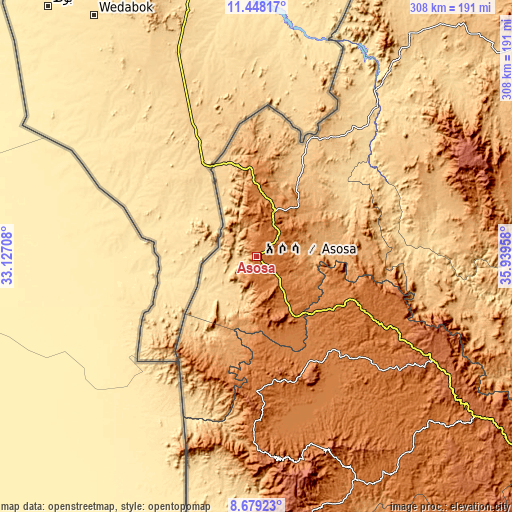 Topographic map of Āsosa
