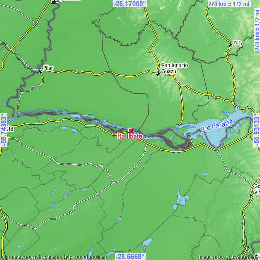 Topographic map of Itá Ibaté