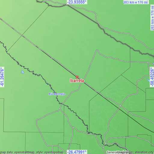 Topographic map of Ibarreta