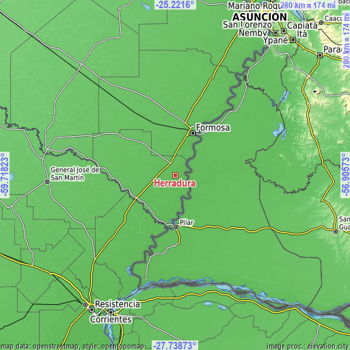 Topographic map of Herradura