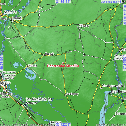 Topographic map of Gobernador Mansilla
