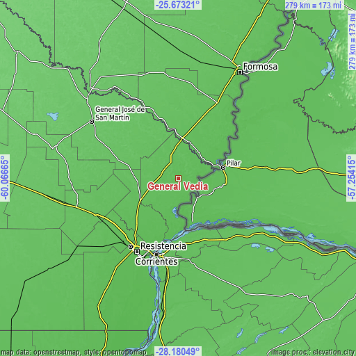 Topographic map of General Vedia