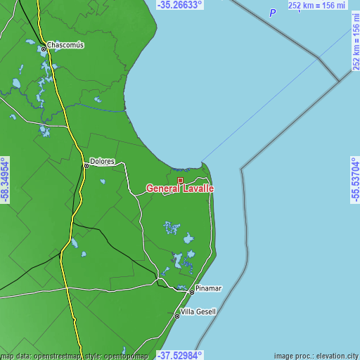 Topographic map of General Lavalle