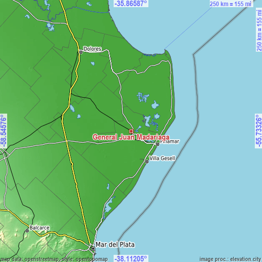 Topographic map of General Juan Madariaga