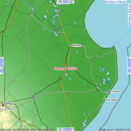 Topographic map of General Guido