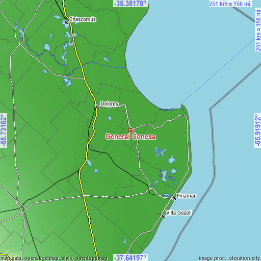 Topographic map of General Conesa