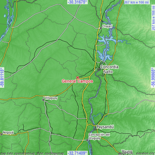 Topographic map of General Campos