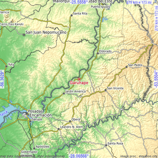 Topographic map of Garuhapé