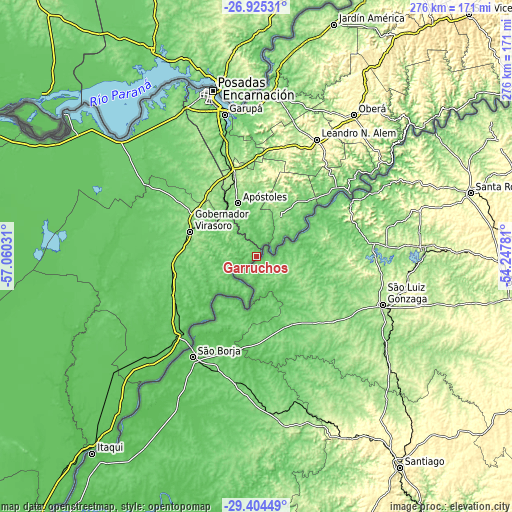 Topographic map of Garruchos