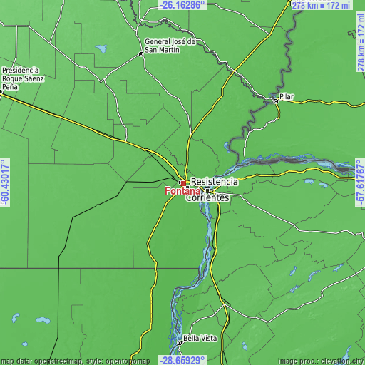 Topographic map of Fontana
