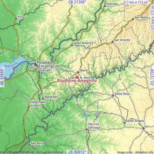 Topographic map of Florentino Ameghino