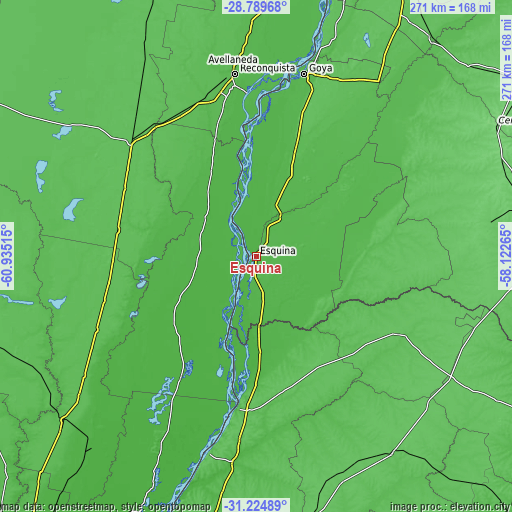 Topographic map of Esquina