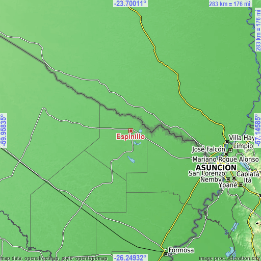 Topographic map of Espinillo
