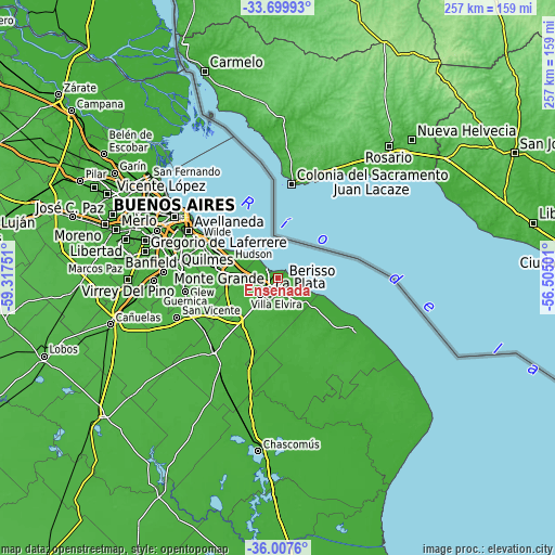 Topographic map of Ensenada