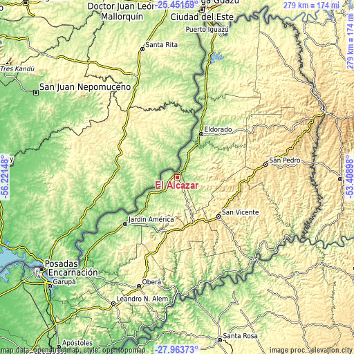 Topographic map of El Alcázar