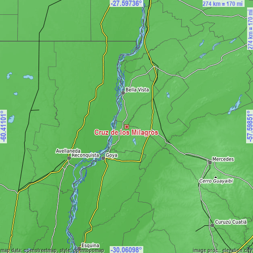 Topographic map of Cruz de los Milagros
