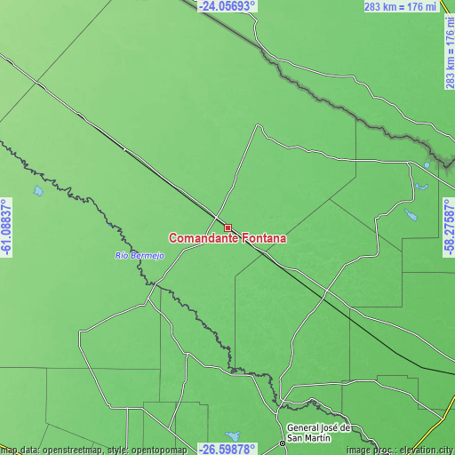 Topographic map of Comandante Fontana