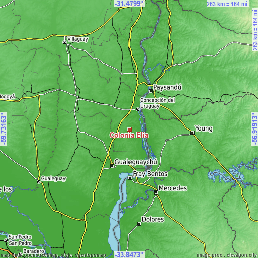 Topographic map of Colonia Elía