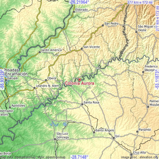 Topographic map of Colonia Aurora
