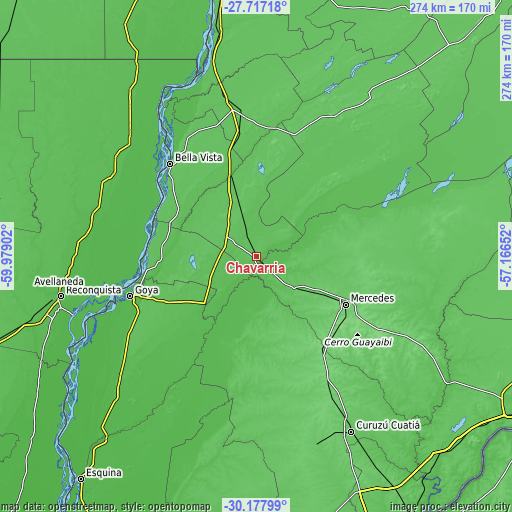 Topographic map of Chavarría