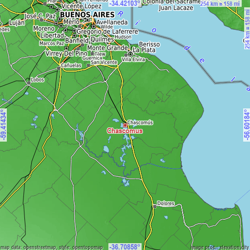 Topographic map of Chascomús