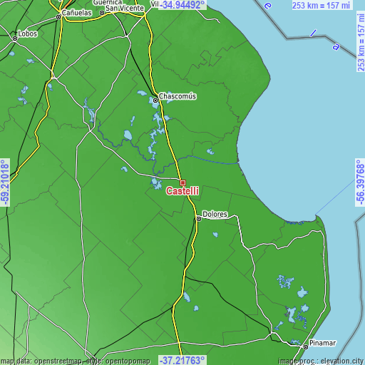 Topographic map of Castelli