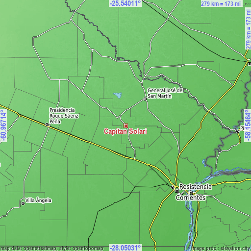 Topographic map of Capitán Solari