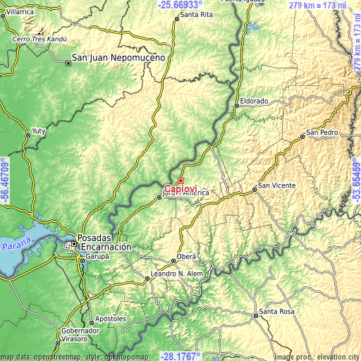 Topographic map of Capioví