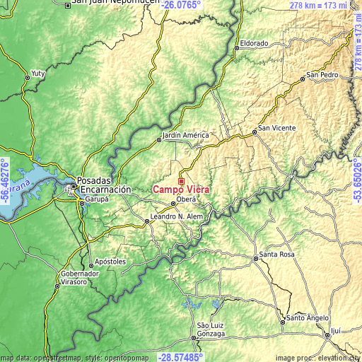 Topographic map of Campo Viera