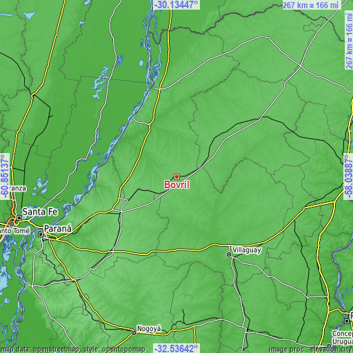 Topographic map of Bovril