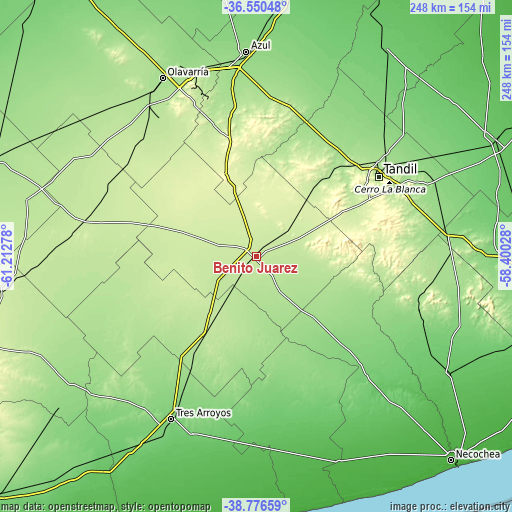 Topographic map of Benito Juárez