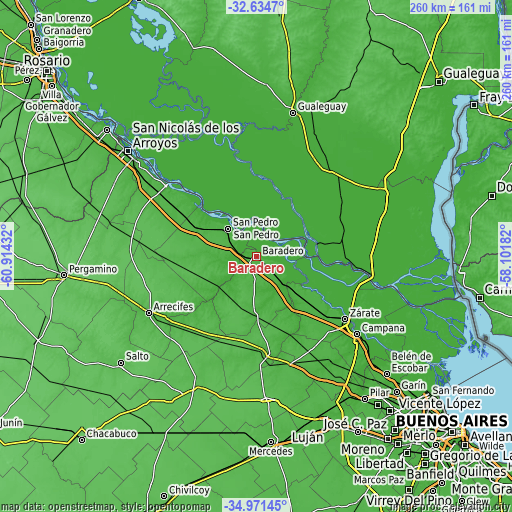 Topographic map of Baradero