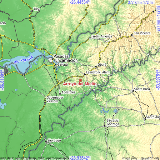 Topographic map of Arroyo del Medio