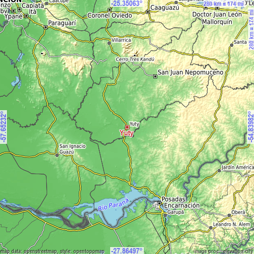 Topographic map of Yuty