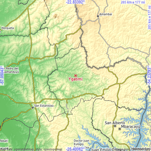 Topographic map of Ygatimi