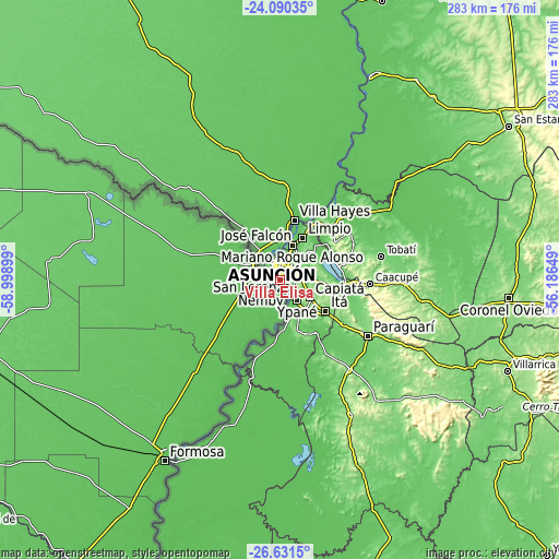 Topographic map of Villa Elisa